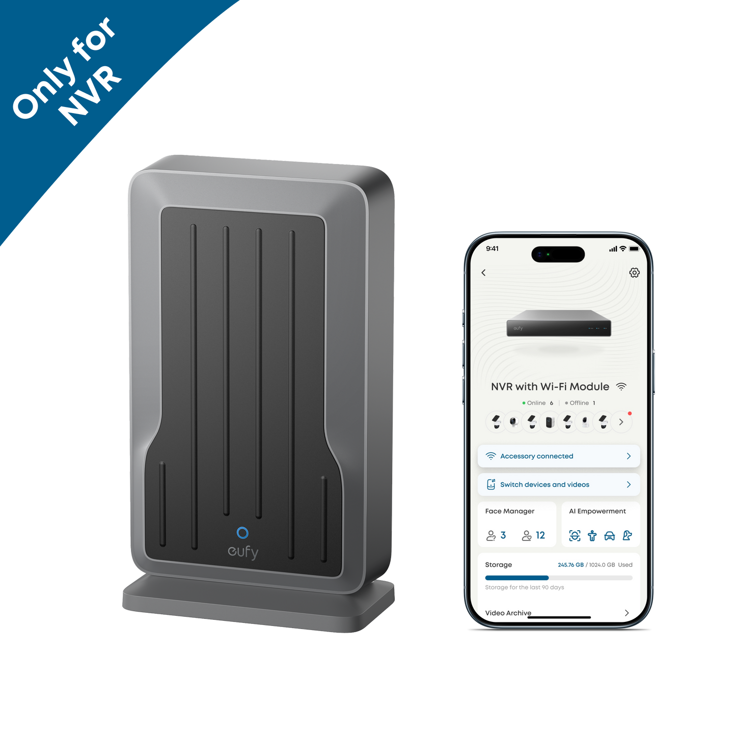 eufy NVR Security System S4 Max + Display+ Wi-Fi Module Adapter + Video Doorbell E340