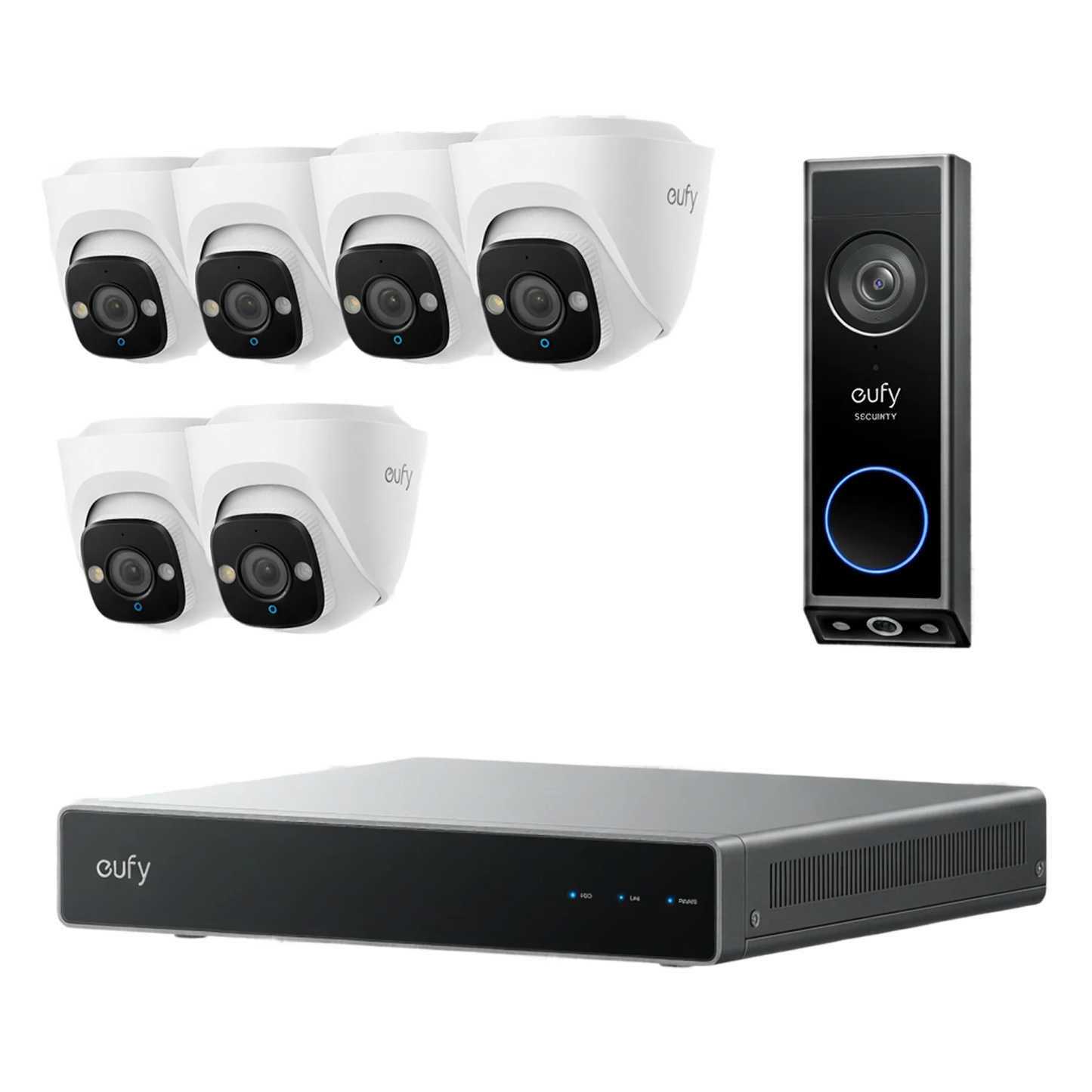 eufy PoE NVR CCTV Security System E41 (6 PoE Cam E41 Kit) + Video Doorbell E340 (Wi-Fi Connection)