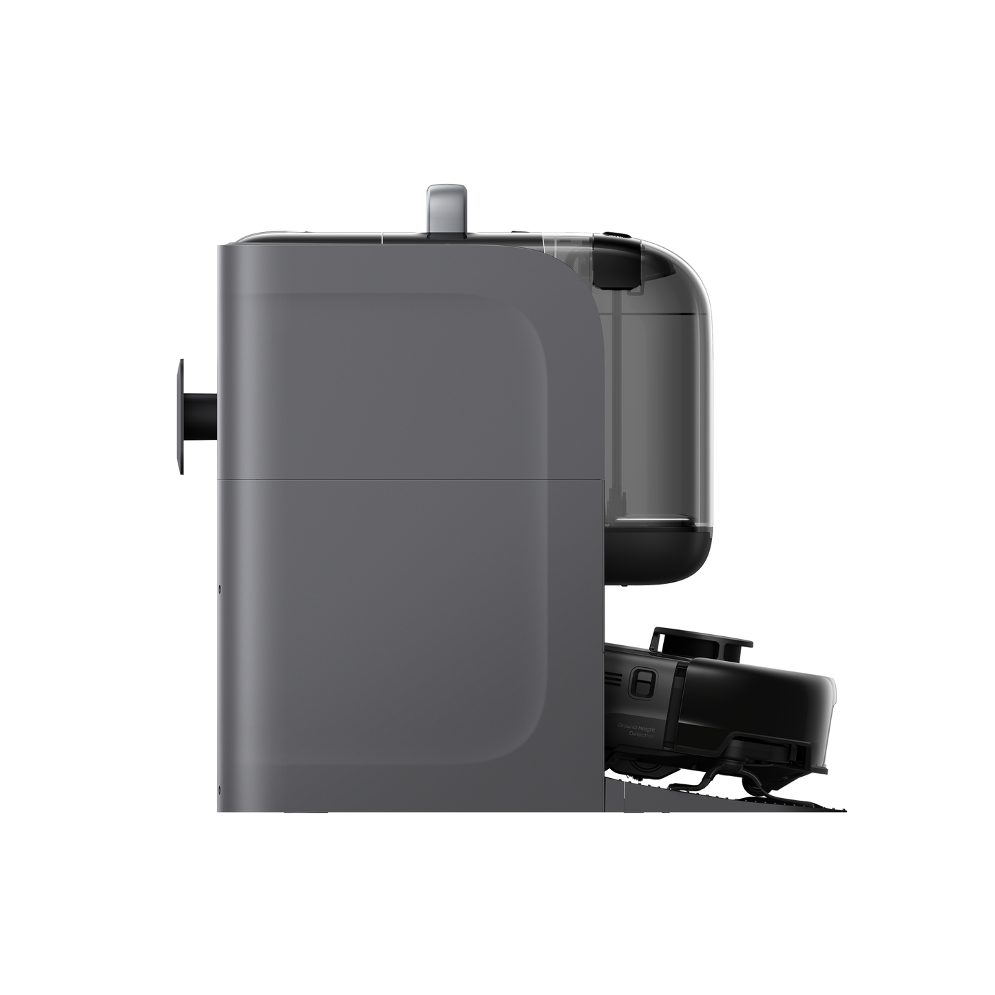 eufy robot with side profile and docking station