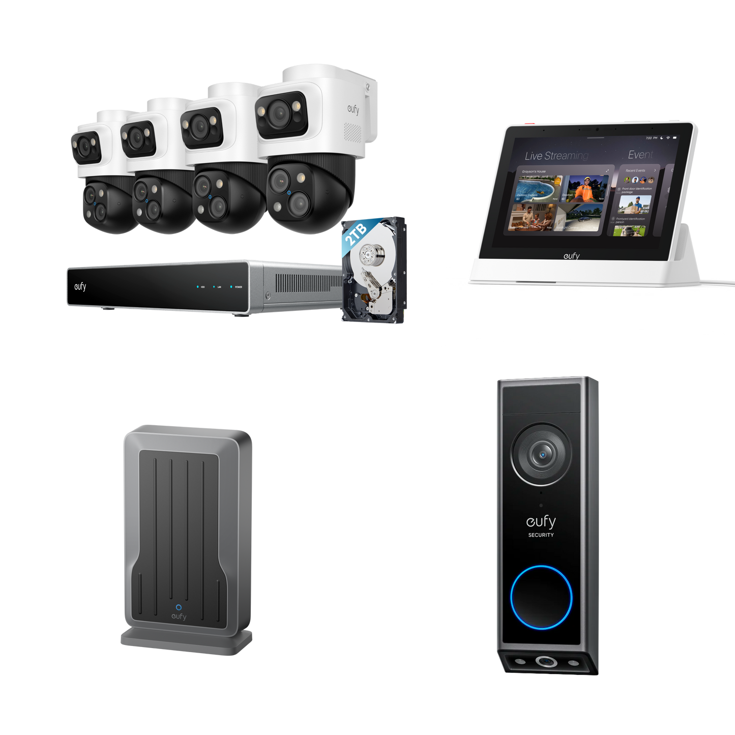 eufy NVR Security System S4 Max + Display+ Wi-Fi Module Adapter + Video Doorbell E340