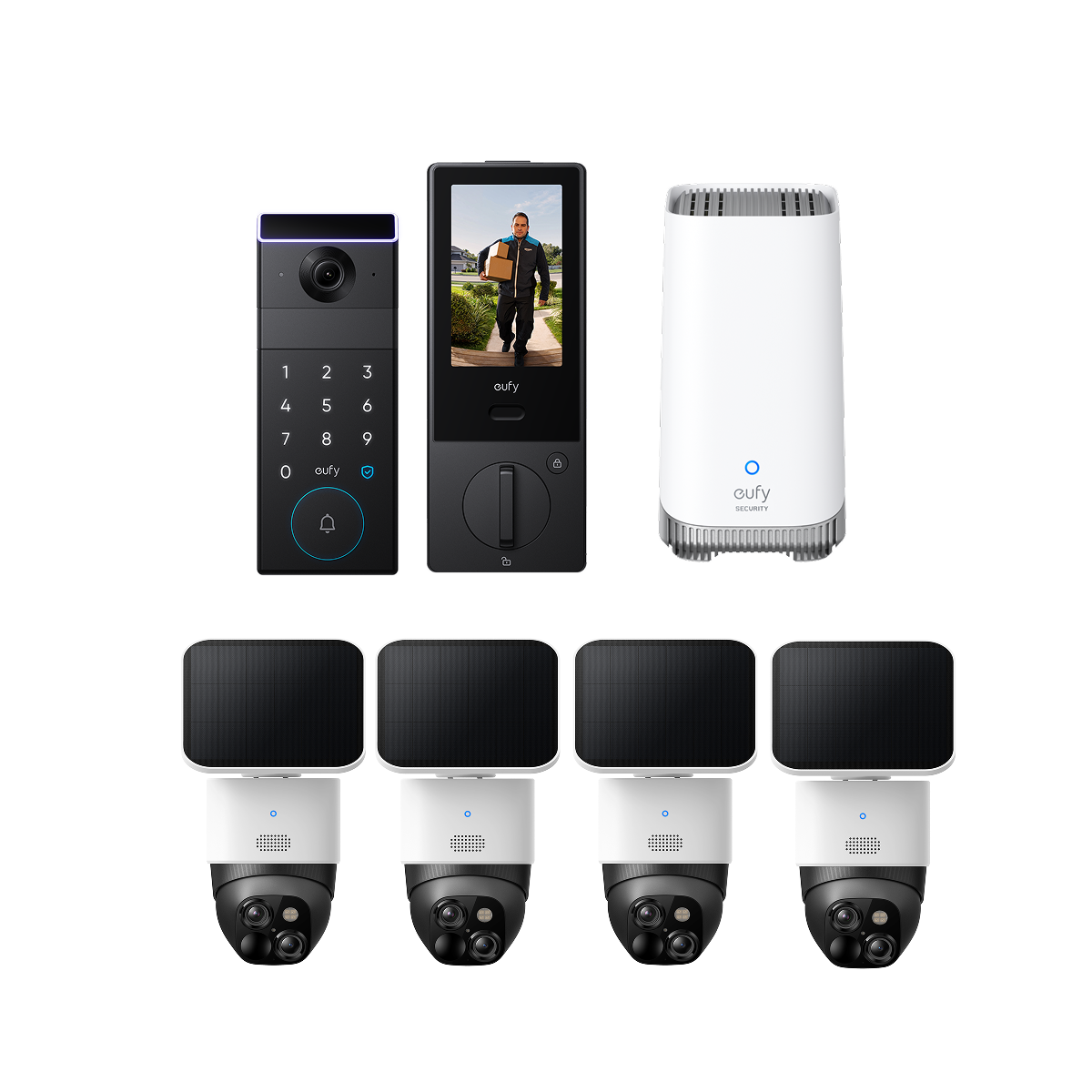 eufy SoloCam S340 (4-Cam Pack) + FamiLock S3 Max + HomeBase™ S380