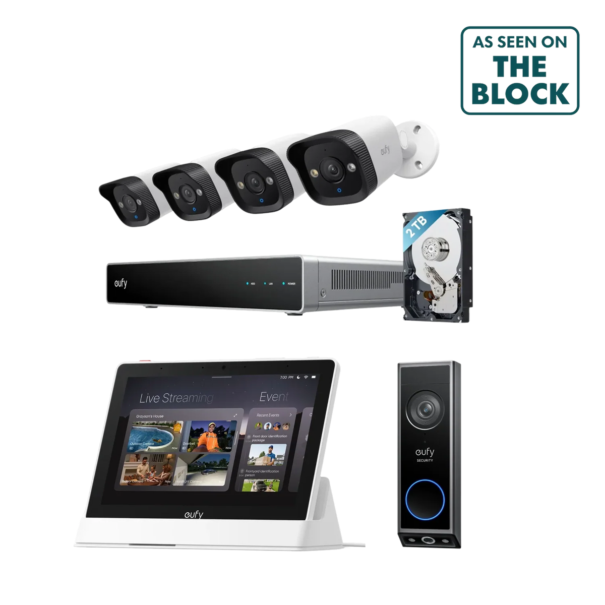 eufy E40 NVR 4-Bullet System + Doorbell E340 + Smart Display E10