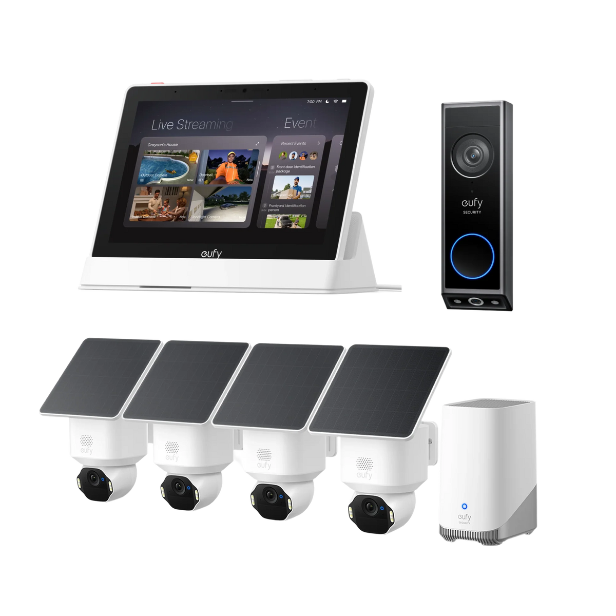 eufyCam E42 (4 pack) + Video Doorbell E340 + Smart Display E10