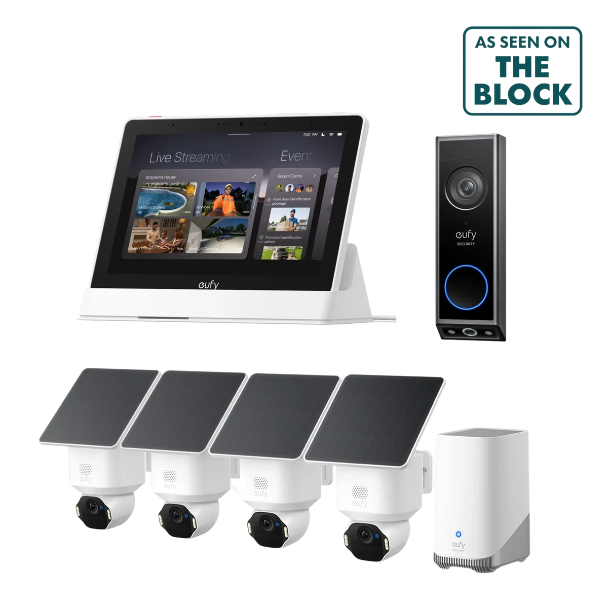 eufyCam E42 (4 pack) + Video Doorbell E340 + Smart Display E10