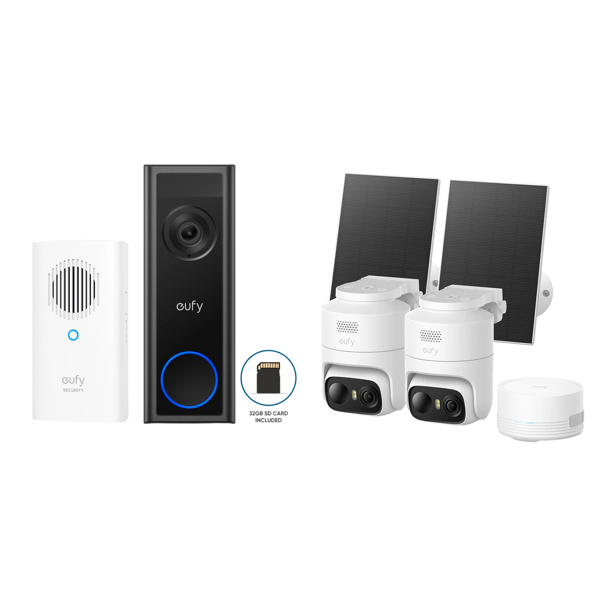 eufy Video Doorbell C31 + Cam C37 (2 Pack) with HomeBase Mini