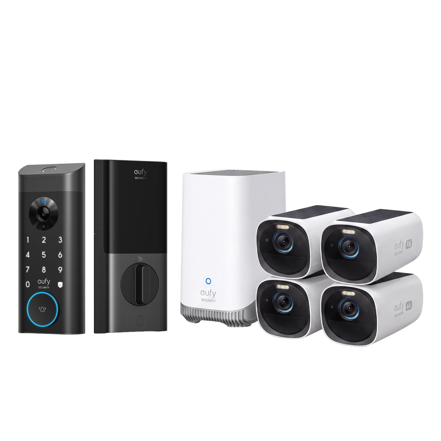 eufyCam 3 (S330) 4-Cam Kit with HomeBase 3 & Video Smart Lock E330