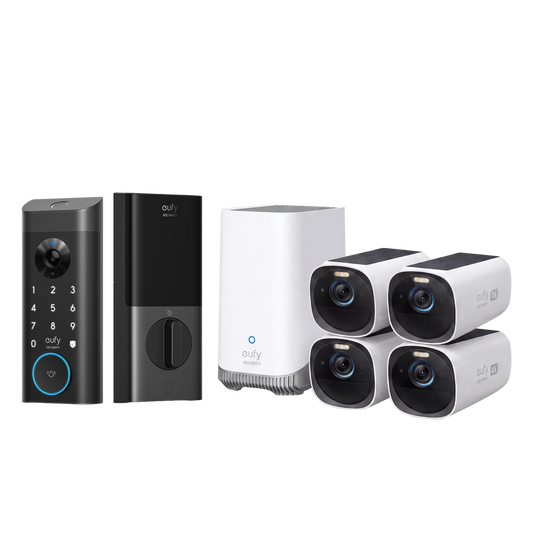 eufyCam 3 (S330) 4-Cam Kit with HomeBase 3 & Video Smart Lock E330