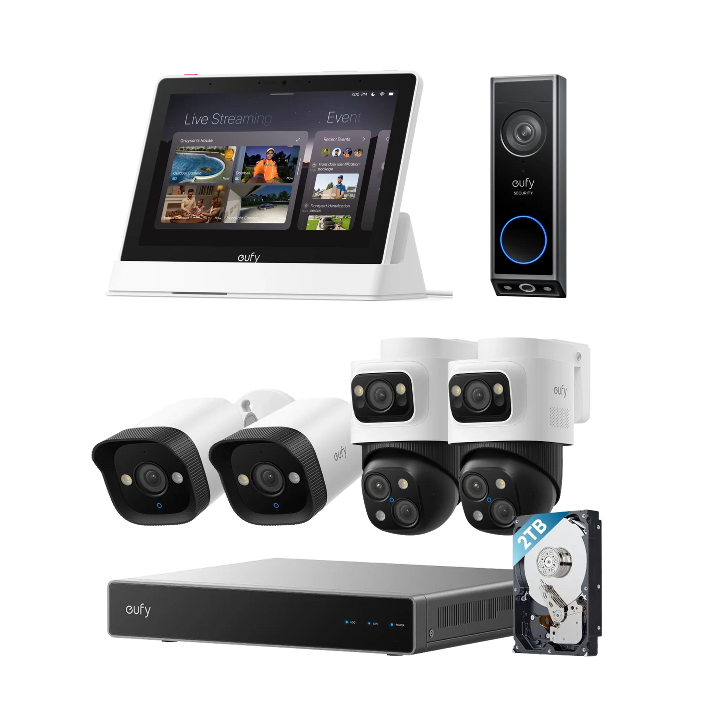 eufy S4 NVR 4-Cam System + Doorbell E340 + Smart Display E10