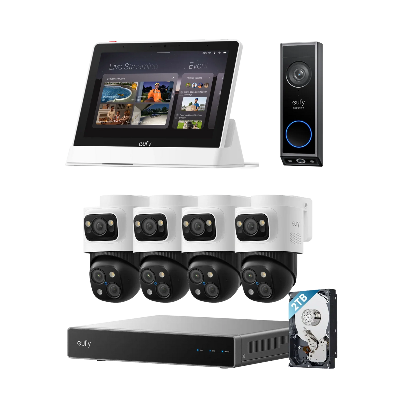 eufy S4 Max NVR 4-PTZ System + Doorbell E340 + Smart Display E10