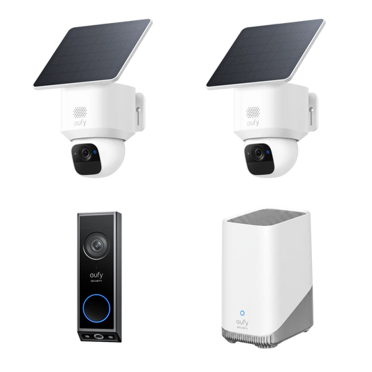 2 × SOLOCAM E30 with HomeBase 3 & Video Doorbell E340